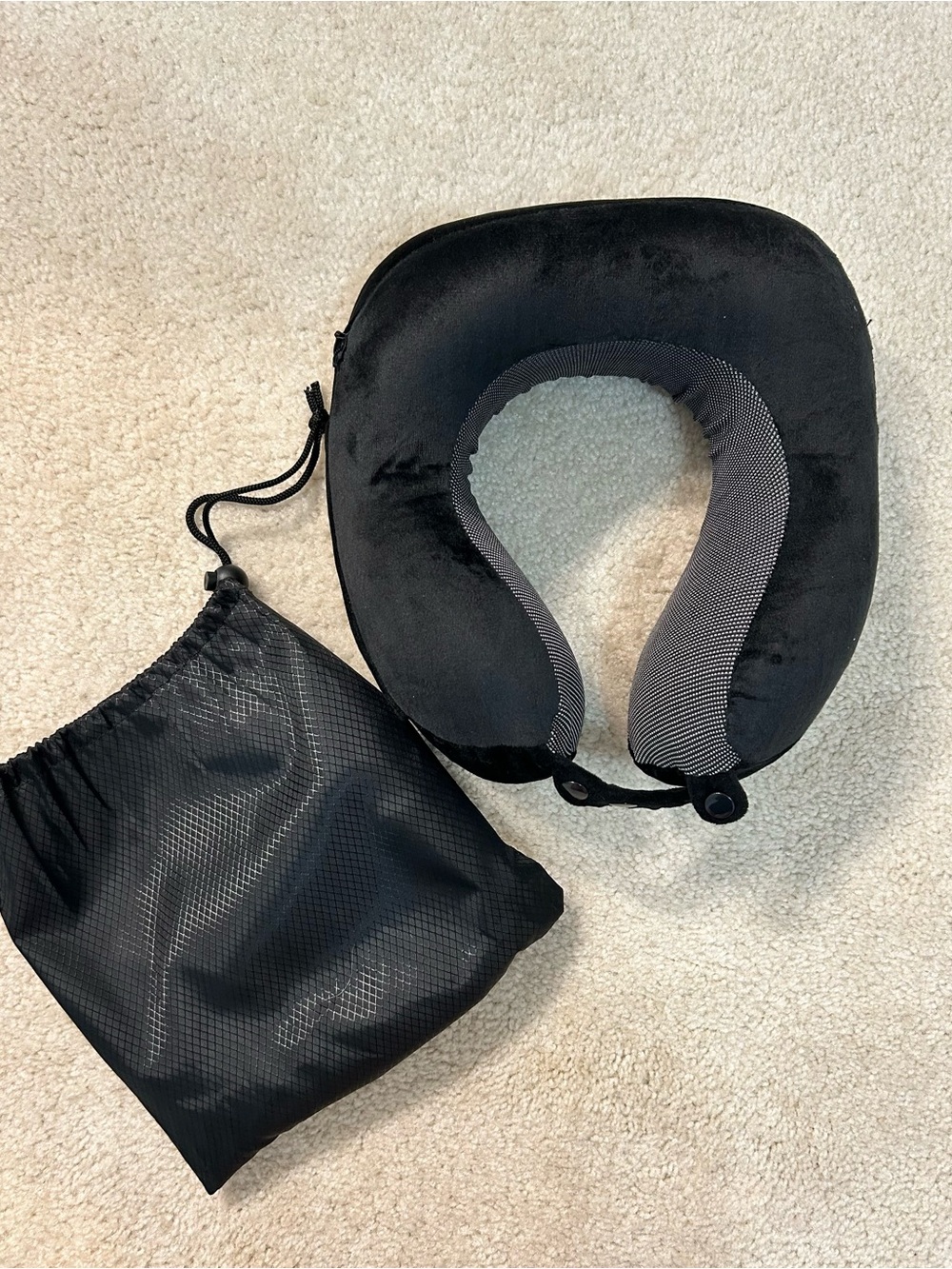 Memory Foam Travel Neck Pillow w/ Storage Bag